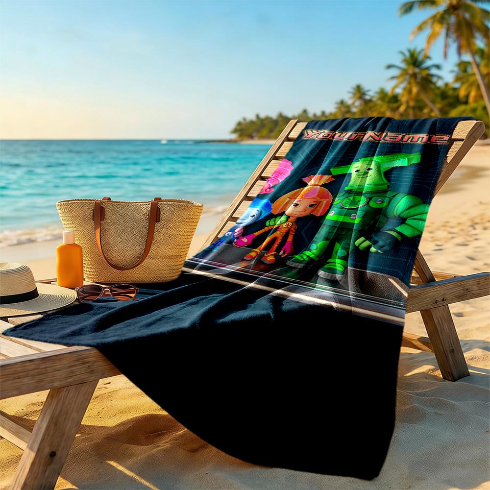 Fixies Customize Your Name Beach Towel Super Soft & Absorbent Suitable for Swimming Gym Camping Yoga Vacation