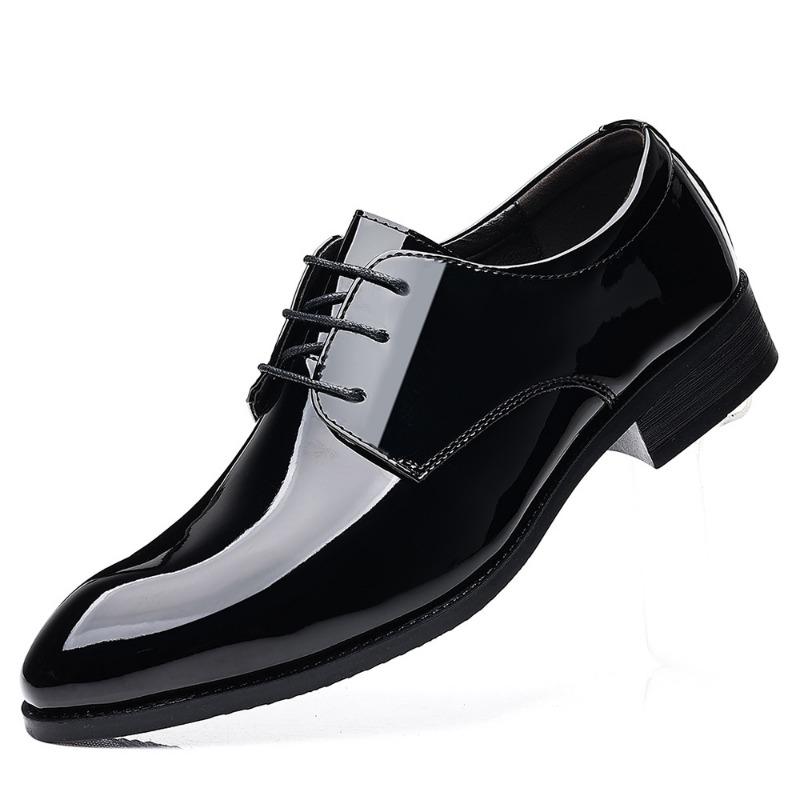 Spring and Autumn Men's Oversized Formal Shoes, Wedding Shoes, Business Glossy Leather Shoes