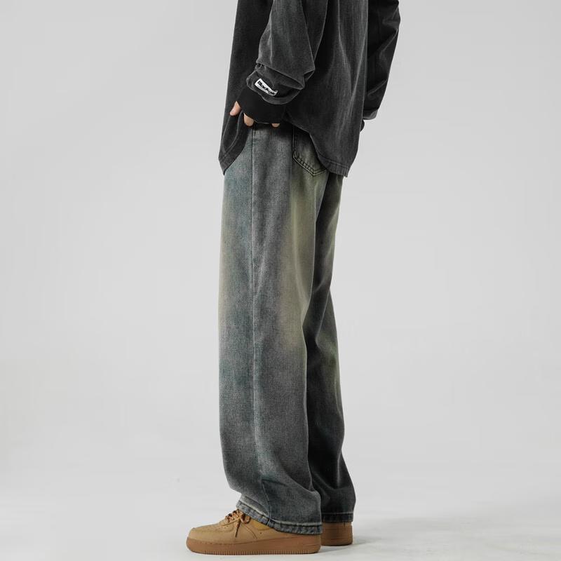 Dingfengbaoluo Men's K102 Loose Straight Leg Casual Jeans