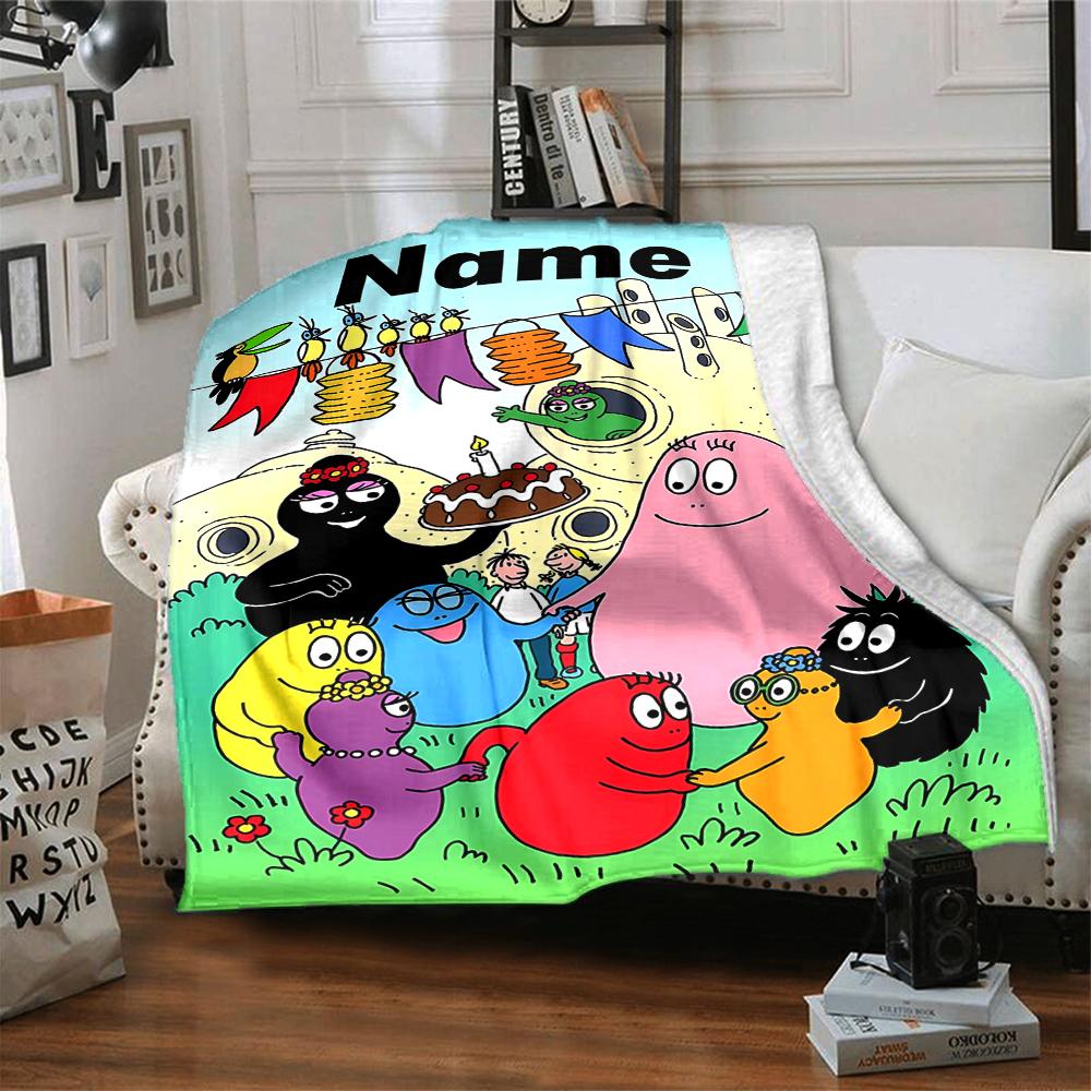 Customiz Name Personality Barbapapa (2) Blanket Soft &Warm Sofa Office Bed Travel Lunch Break Blanket, Gift Suitable for All Seasons