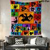 Pokémon Level Grow Wall Hanging Printed Fabric Blanket Decorative Tapestries for Bedroom Living Room Home Decor