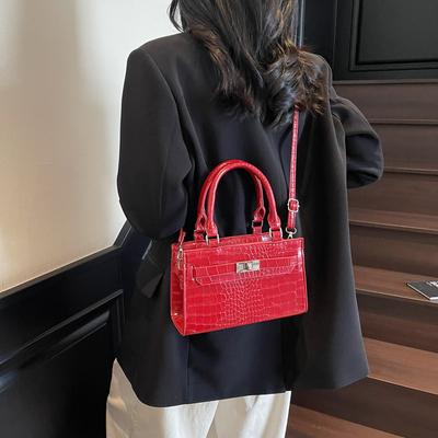 2025 New Crocodile Pattern Bag Women's Underarm Fashion Handbag Atmospheric Single Shoulder Oblique Bag Portable Exquisite Small Square Bag