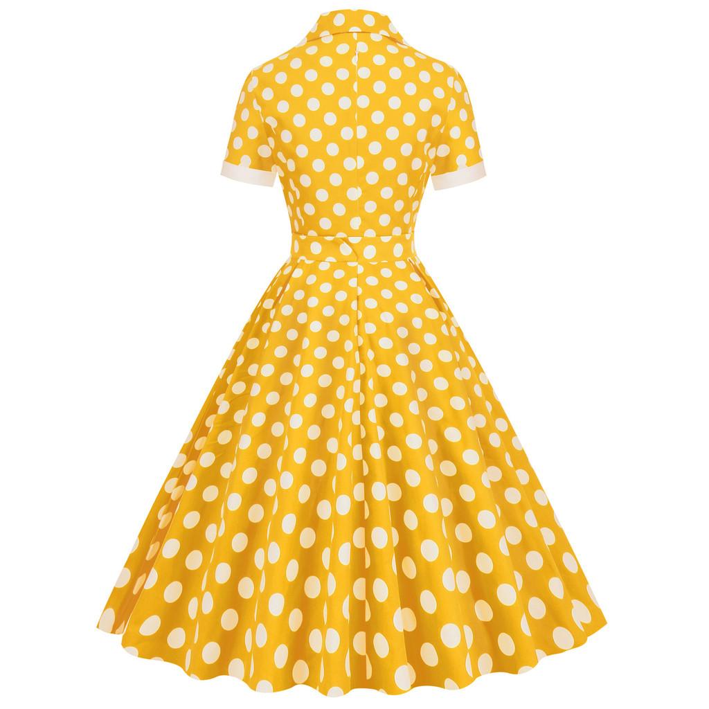 Picknickkleid im Stil der 50er Jahre mit Polkapunkten und hoher Taille für Retro-Veranstaltungen