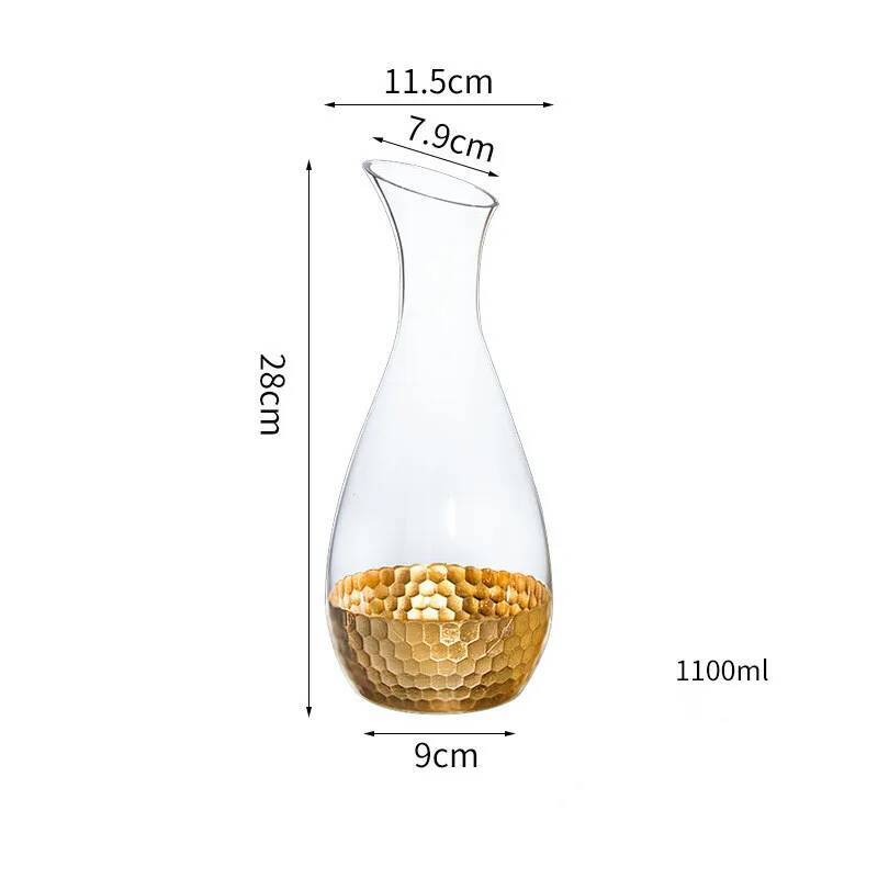 

High Capacity Crystal Decanter Luxury Electroplated Gold Honeycomb Glassware Wine Set Quick Awakening Bordeaux Separator Divider