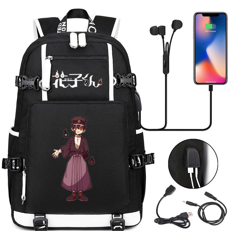 Anime Toilettengebundener Hanako-Kun-Muster-Rucksack, Büchertasche, hohe Kapazität, Reisetasche, Umhängetasche für Studenten, Mädchen und Jungen