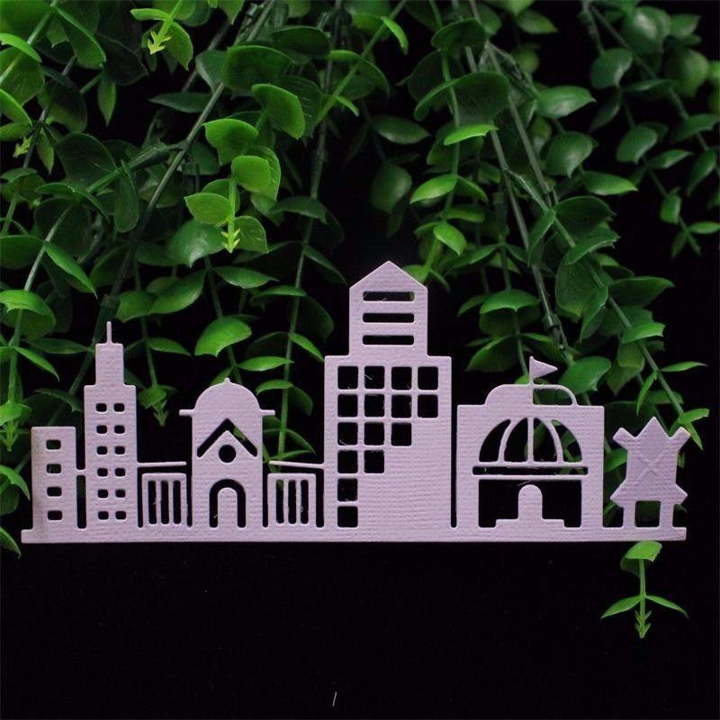 Şehir Evi Kesme Ölür Metal Stencil DIY Scrapbooking Albümü Kağıt Kartı Kabartma Zanaat Sanat Kalıp Kesim Bina Okul