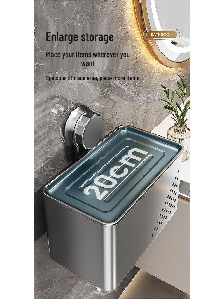 Punch-Free Wall-Mounted Waterproof Toilet Paper Holder with Storage Rack