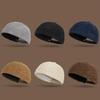 Fashion Adjustable Corduroy Brimless Cap Streetwear Retro Beanie Docker Caps Dome Hat Solid Color Hip Hop Hats Men Women