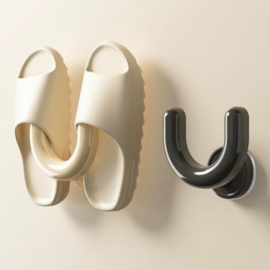Yousheng 2PCS Shoe Rack U Shape Suction Cup Hook Non-Slip Stable Support No Drilling Slipper Rack for Towels