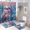 Modern Highland Cow Shower Curtains With Rugs Toilet Lid Cover And Bath Mat For Bathroom,Home Tub Curtains Sets With Rugs Farmho
