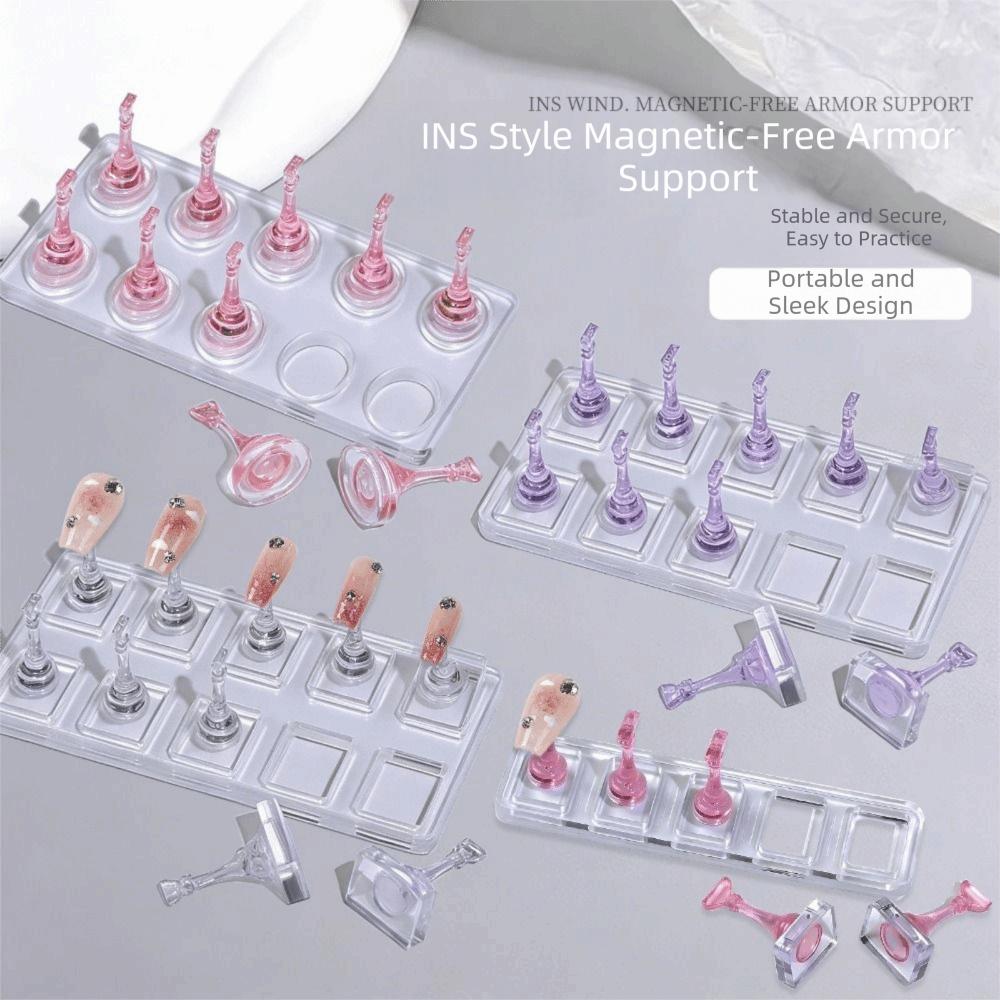 Non-Magnetic Nail Display Stand Transparent False Nail Tips Holder  Manicurist Tools