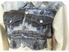 Damen Retro Slim-Fit Rissige Jeansjacke mit Visuellem Print