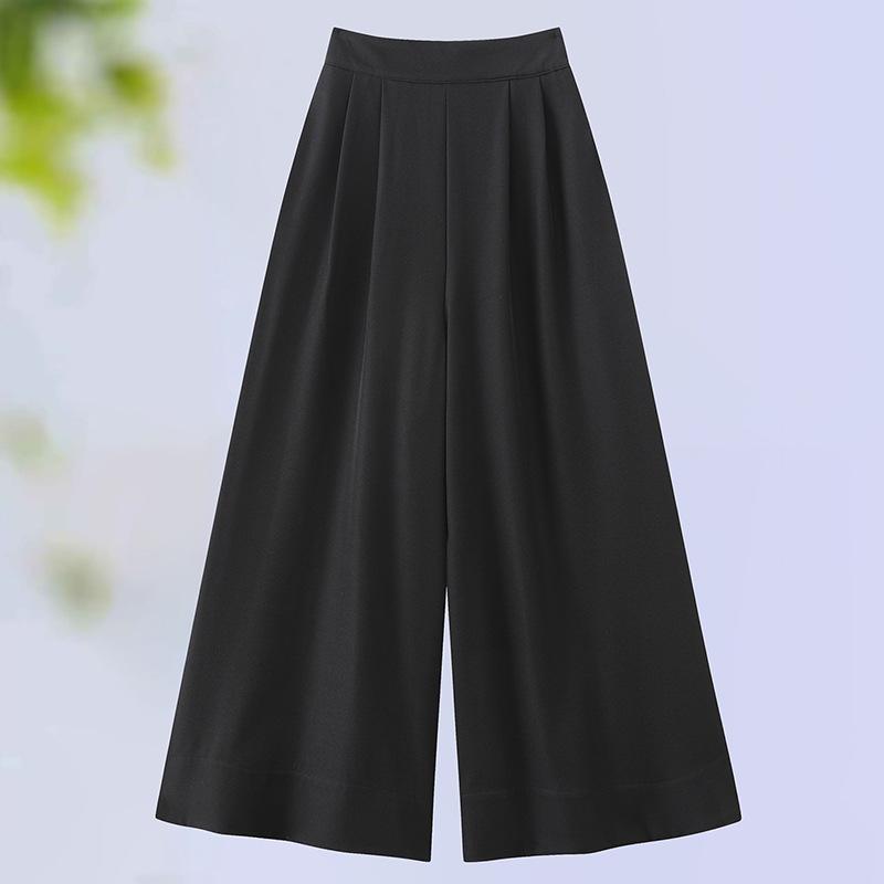 Chinese Style Slimming High-Waisted Wide-Leg Pants