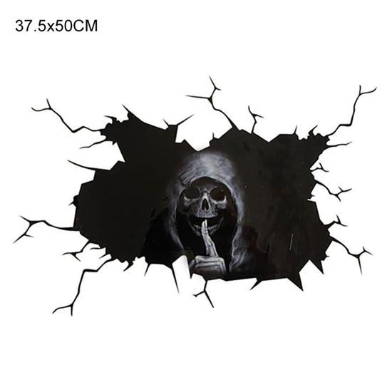 Halloween Horror Skull Car Window Stickers Horror Ghost Head Rear Window Stickers Glass Demon Stickers Waterproof
