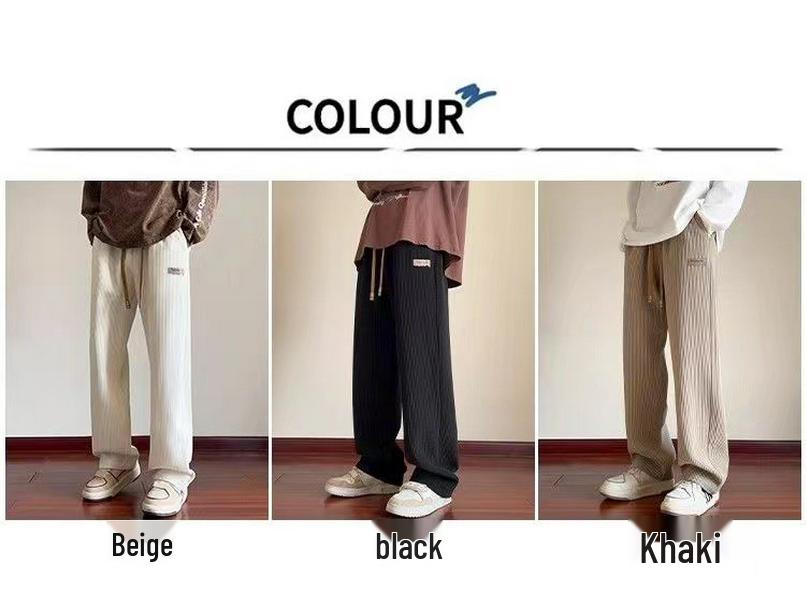 Men's Maelard Fleece-Lined Corduroy Pants - Autumn/Winter Warmth, Loose Straight Wide Leg, Casual Long Fit