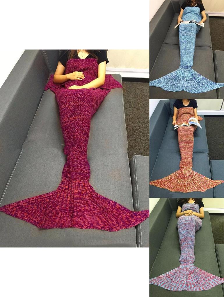 Mermaid Tail Blanket With Knit Fabric For Cozy Home Lounge Decor