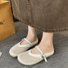 Half Slippers Women's Summer Wear Fisherman Baotou Flat Bottom Sandals Inner Height Increase One Pedal Mesh Breathable 2025 Weaving