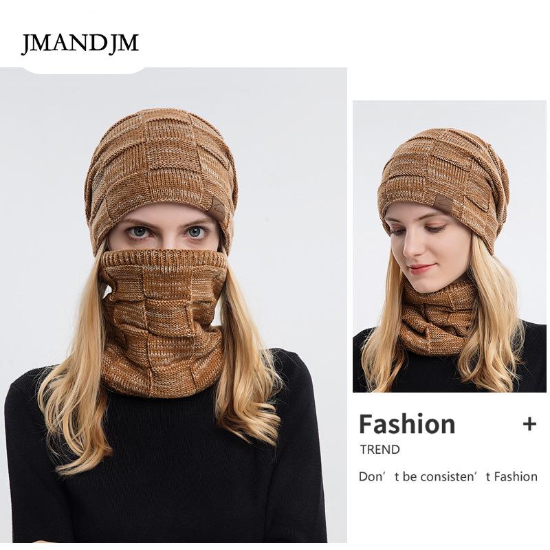 Set din două piese căciulă tricotată din lână pentru cuplu, fular, set căciulă din lână și fular cald de iarnă