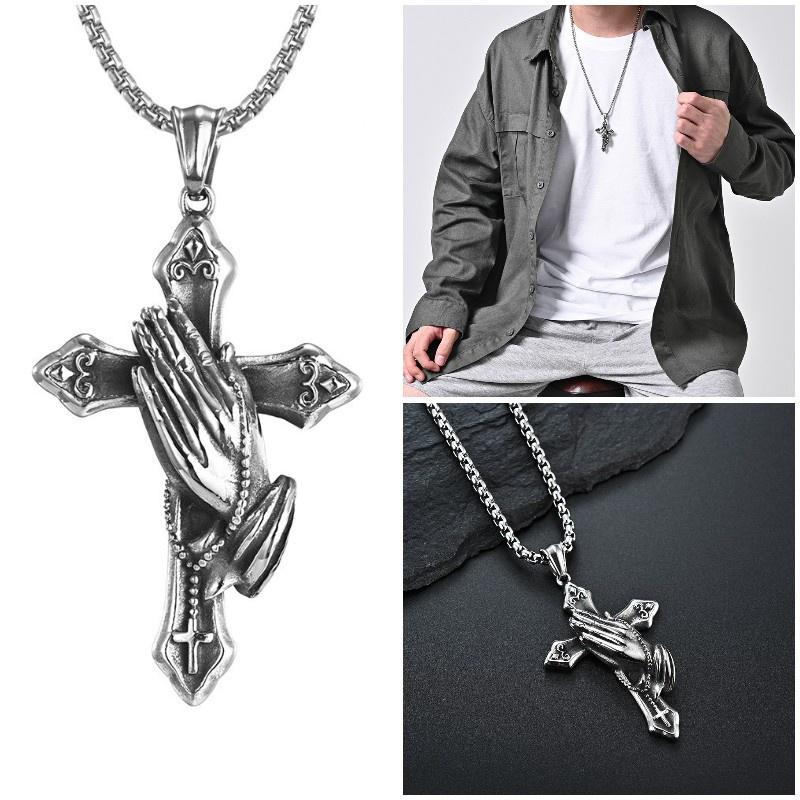 Mens Stainless Steel Jesus Christ Face Crucifix Cross Pendant Necklace Fashionable And Religious
