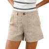 Women's Cotton And Linen Shorts, With Pockets, Soft Button Closure, Zipper, Slim Fit.