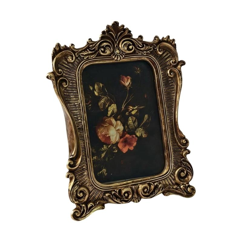 Beautiful Decorated Golden Resins Frame Including Stand And Hook For Photos And Creation