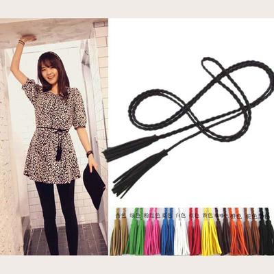 Designer-Taillengürtel aus Leder mit Zopfmuster und Quaste