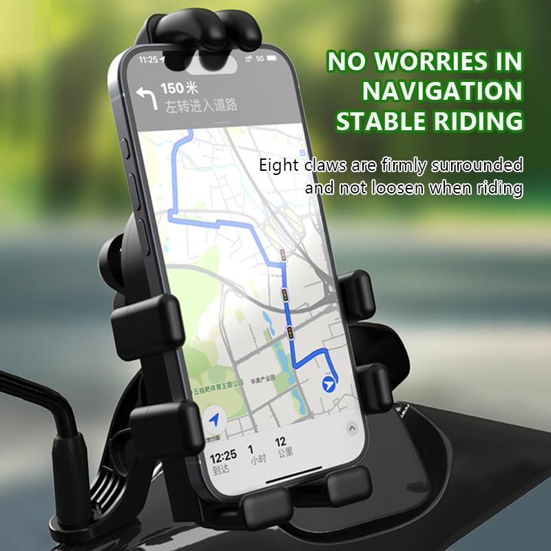 SEAMETAL Motorcycle Cell Phone Holder GPS Shockproof Smartphone Handlebar and Rearview Mirror Mount Airbag Shock Absorber Bracket