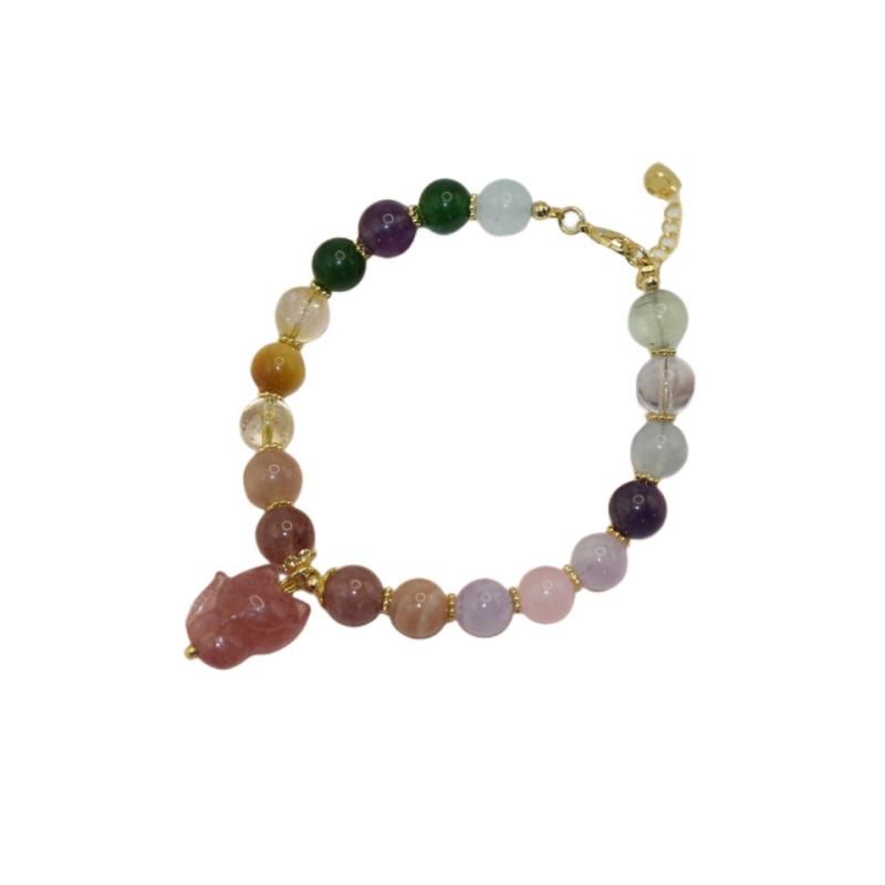 

Natural multi-colored crystal beaded bracelet cute fox bracelet. Bangles Women Fashion Jewelry accessories Gift