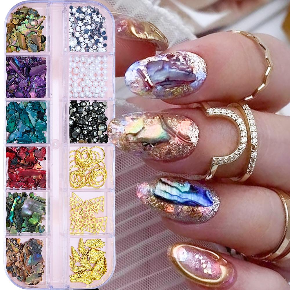 Ocean Starfish Shell Nail Charms Golden Silver Metal Nail Art Decoration 3D Nail Rivet Metallic Slice DIY Manicure Nail PartsY2K