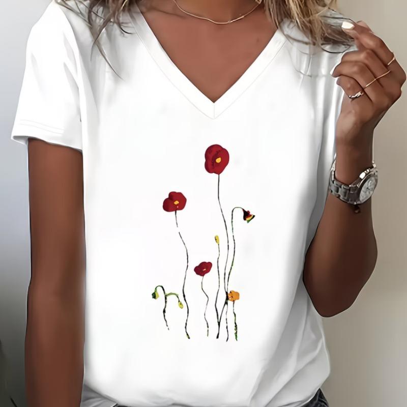 Large-sized Round-neck T-shirt, Featuring a Cute Cartoon Dog Print Pattern, Large-sized Women's Top, Summer Outdoor Wear