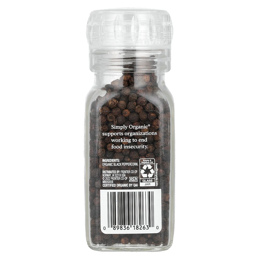 Simply Organic Daily Grind Whole Black Peppercorns 75g (2.65oz)