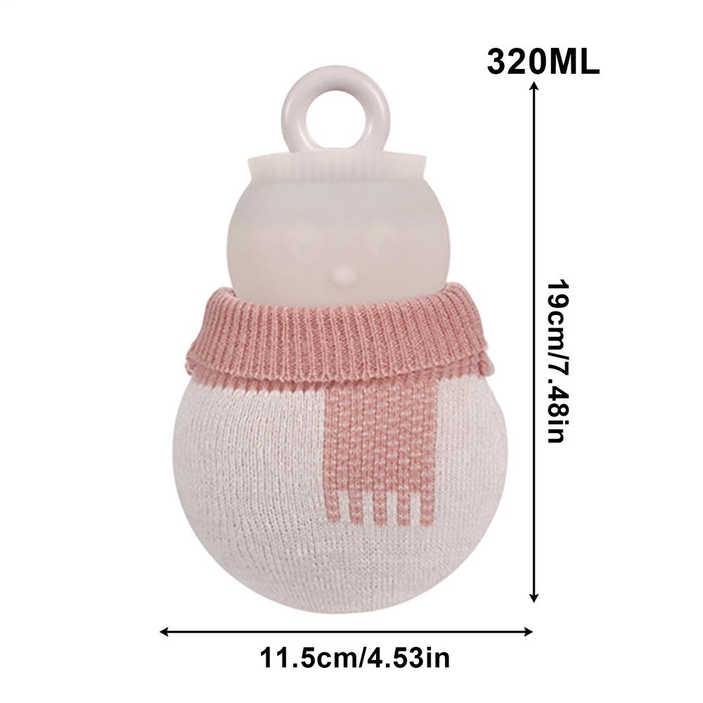 

320ml Thick Snowman Warmer Silicone Hot Water Bottle With soft cloth Cover For Women Home Travel Winter Cold Weather