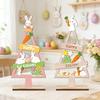 Wooden Easter Decor Tabletop Bunny with Egg Spring Home Celebration Ornament Handcrafted Festival Scene Wood Decor