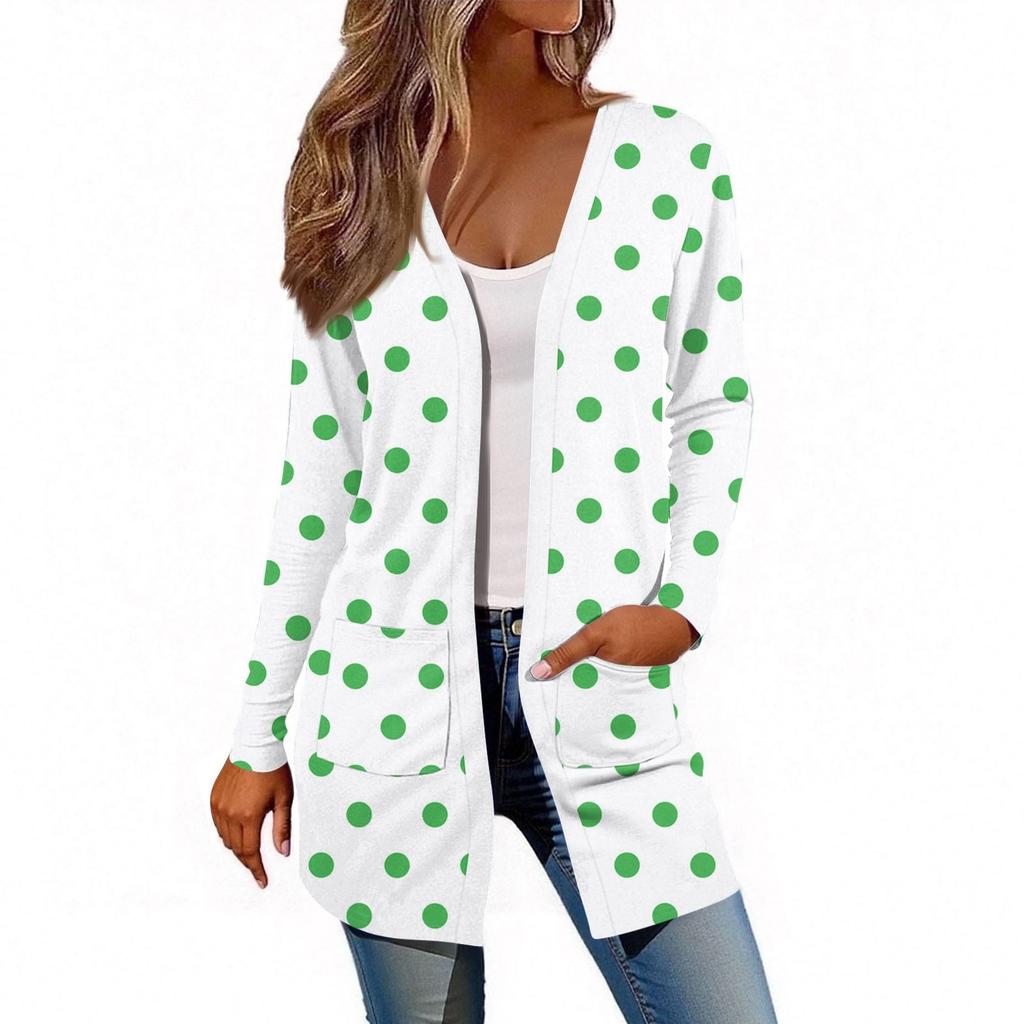 Damen Langarm Strickjacke Lässige Jacke mit Taschen Oberteil