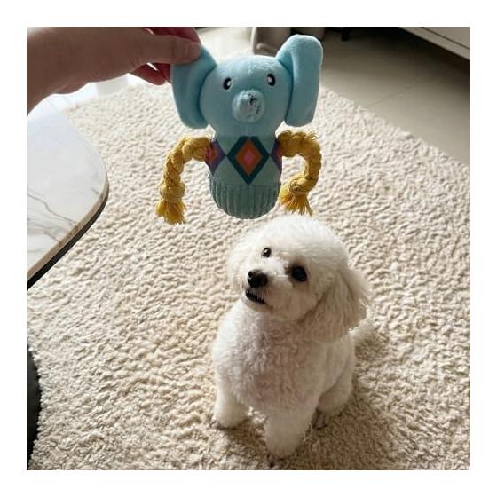 Dog Toy Stuffed Toy Rope [Fangs & Sounds] Dental Care Chew Toy Stress Relief Natural Cotton Durable for Small Dogs, Ultra Small Dogs, Puppies