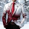 Herren Weihnachtsdruck Anzugjacke Langarm Business Casual für Herbst Winter Krawatte Nicht Enthalten