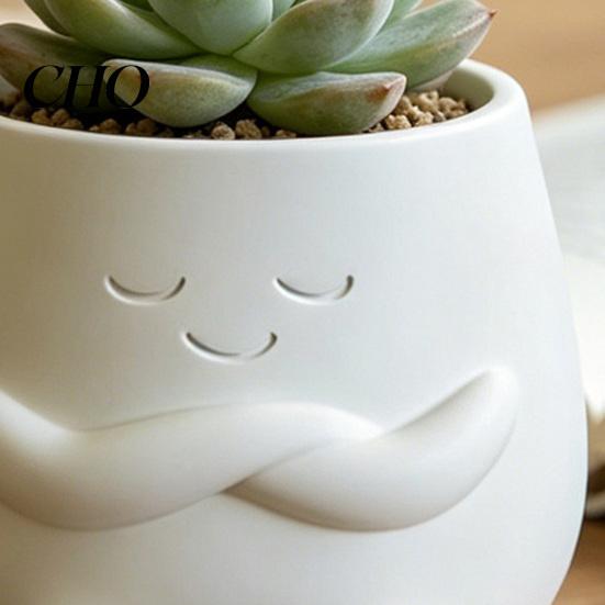 Smiling Face Planter Mini Flowerpot Cute Desktop 3D Printed Healing Green Plant Pot Creative for Home Office Stable with Legs