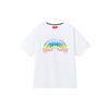 Sprayground Shark Large Logo Rainbow Gradient Print Round Neck Short Sleeve T-Shirt Unisex Tops White WE020232