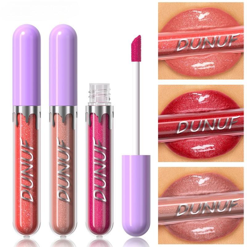 Shimmer Glitter Lip Gloss Moisturizing Shiny Lip Tint Plumping Lip Oil Long Lasting Hydrating Lip Gloss for Women Girls