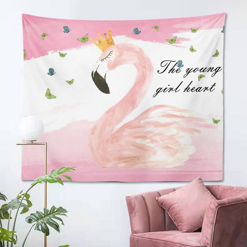 Pink Flamingo Tapestry Wall Background Cloth Sofa Decoration Wild Animals Hanging Tapestry for Bedroom Home Living Room Decor