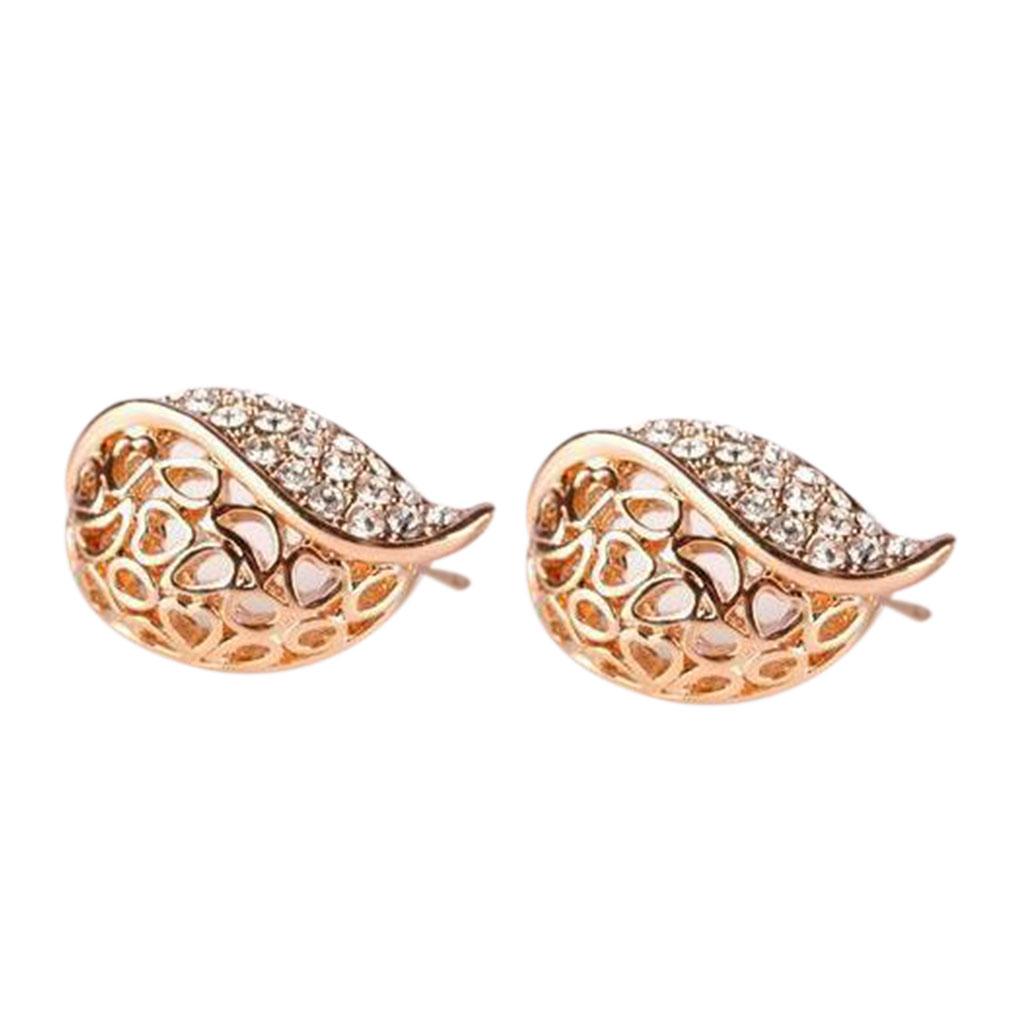 

Женские серьги-пусеты с полым дизайном и стразами, в форме сердца и листочка, для девочек, ювелирные украшения для ушей, подарок на день рождения, праздник