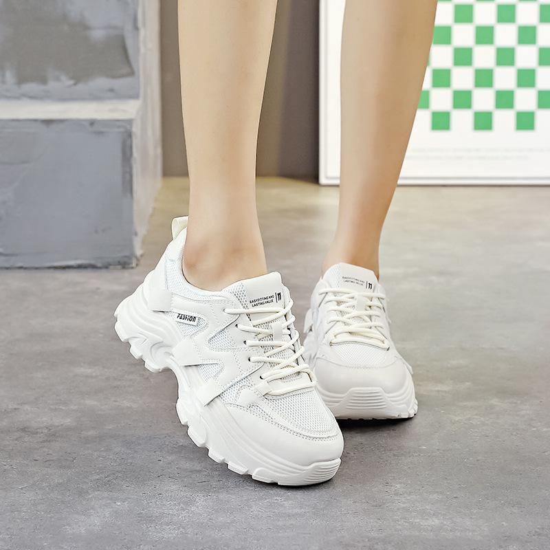 Dad shoes women's new 2025 spring thick-soled small sports shoes Hong Kong style casual little white shoes children's tide J01