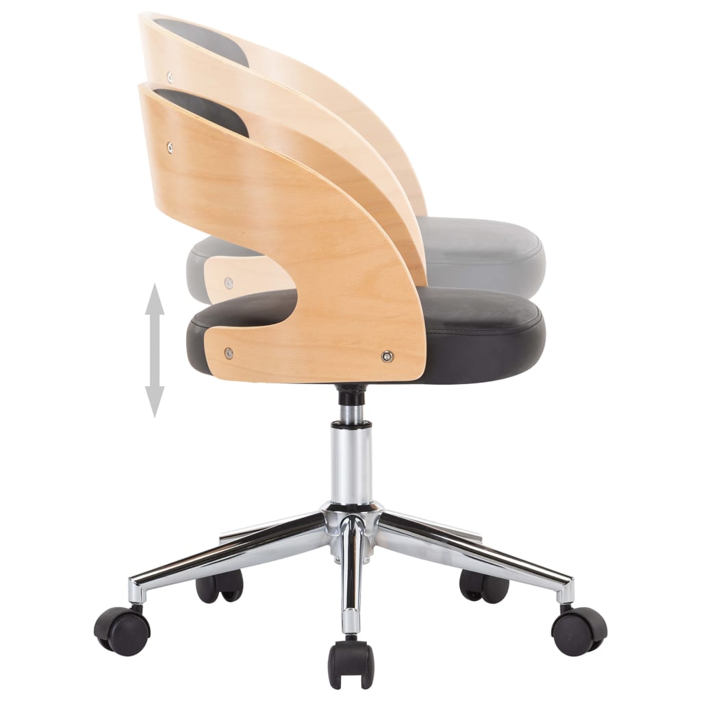 Swivel Office Chair Black Bentwood and Faux Leather
