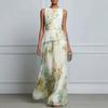 2026 European and American Women, Elegant Sleeveless Flower Long Dress Long Dress Print
