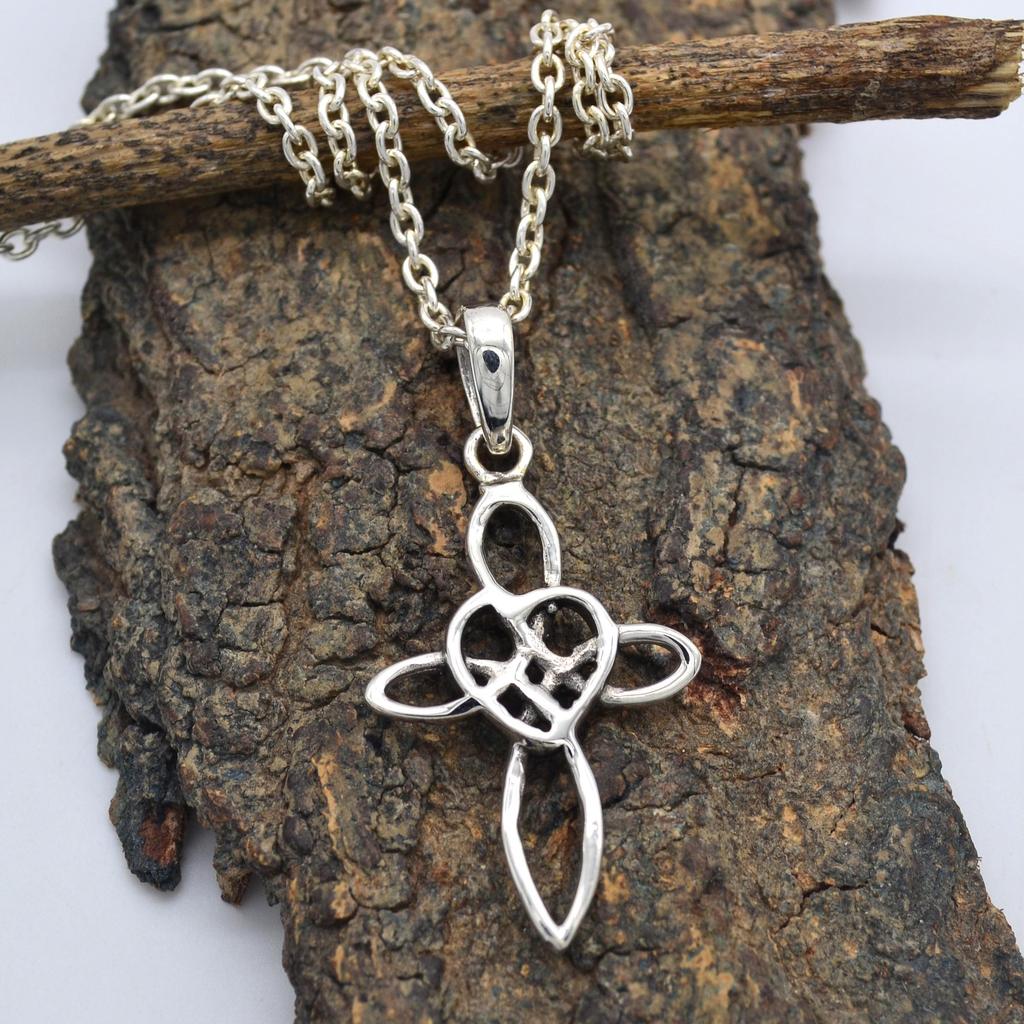 Silver Cross Necklace Solid 925 Sterling Silver Charm Jewelry Handmade Unisex Pendant Necklace