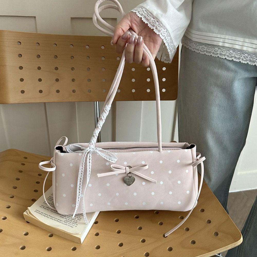 Casual Y2k Pillow Bag Polka Dot With Charm Shoulder Bag Large Capacity Long Shoulder Strap Underarm Bag Women