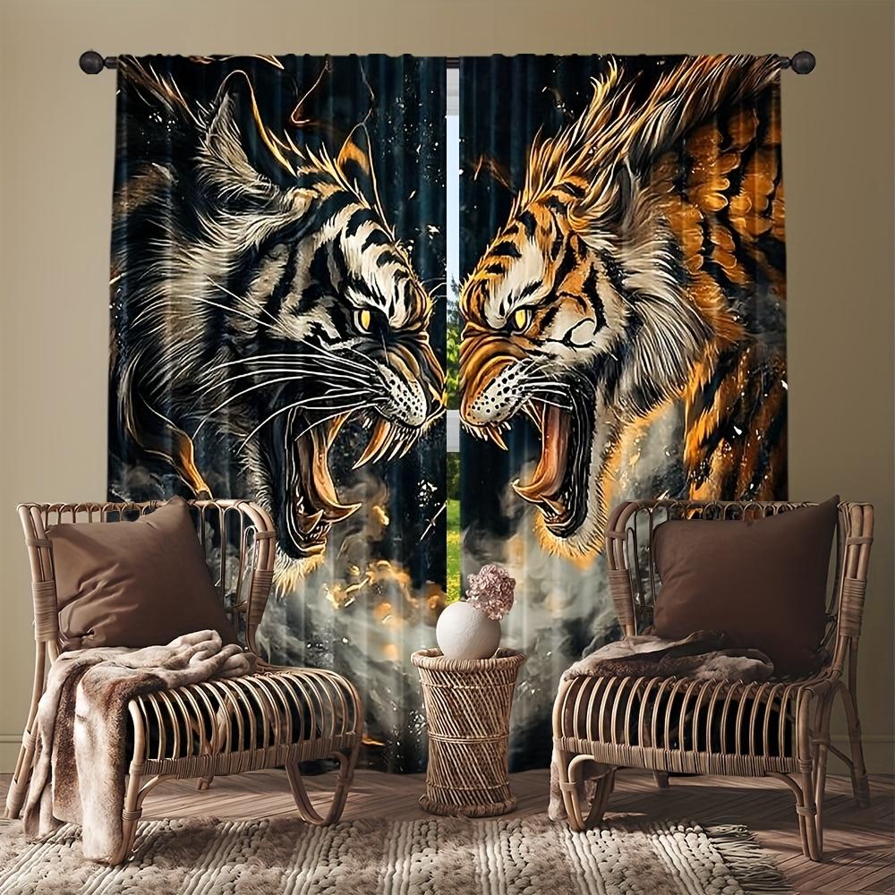 Spring Summer Dragon Vs Tiger Curtains Decorative Indoor Outdoor Use Fits Bedroom Living Room Office Sheer Made Of Polyester Great Window Treatment