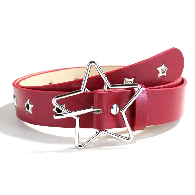 Vintage Belts For Women Punk Waistband Y2K Female Rivet Belt Pu Leather Pin Buckle Waistband Jeans Belt Pentagram Eye Rivet Belt