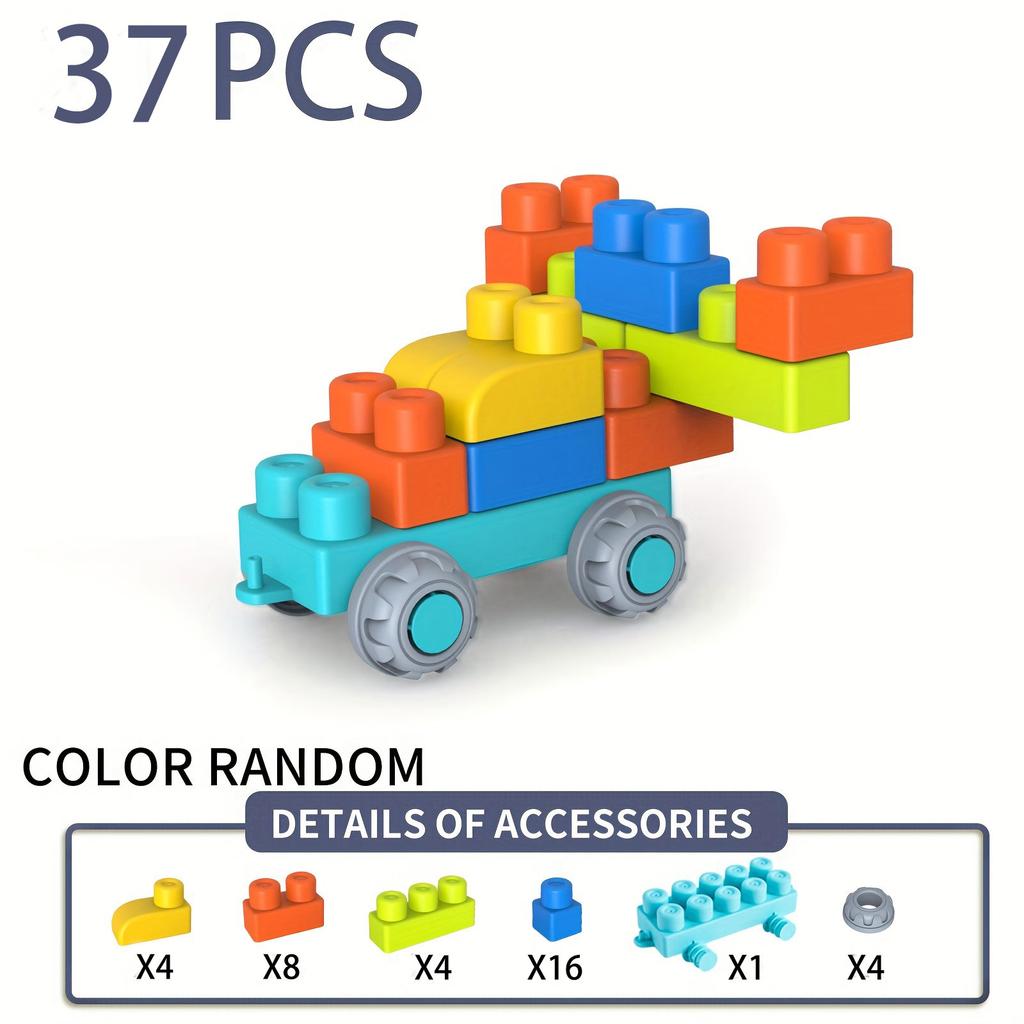Newest Large Particles Can Chew Soft Rubber Building Blocks for Children's Early Education Puzzle DIY Assembling Blocks