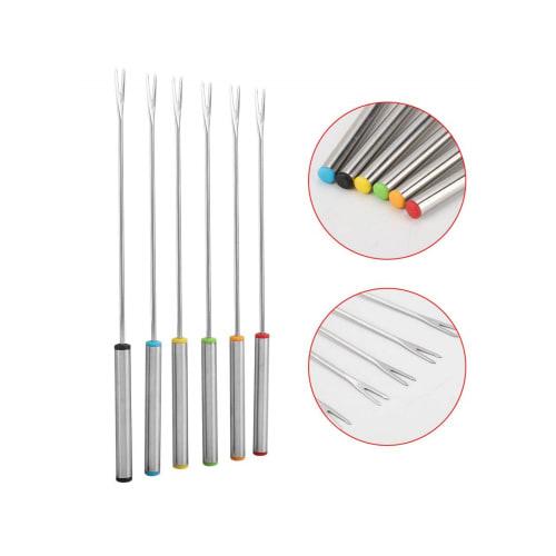 Yosoo Fondue Forks, Fondue & Fountain Forks, Set of 6, Long Picks for Cheese Fondue, Stainless Steel, Safe, Corrosion-Resistant, Durable